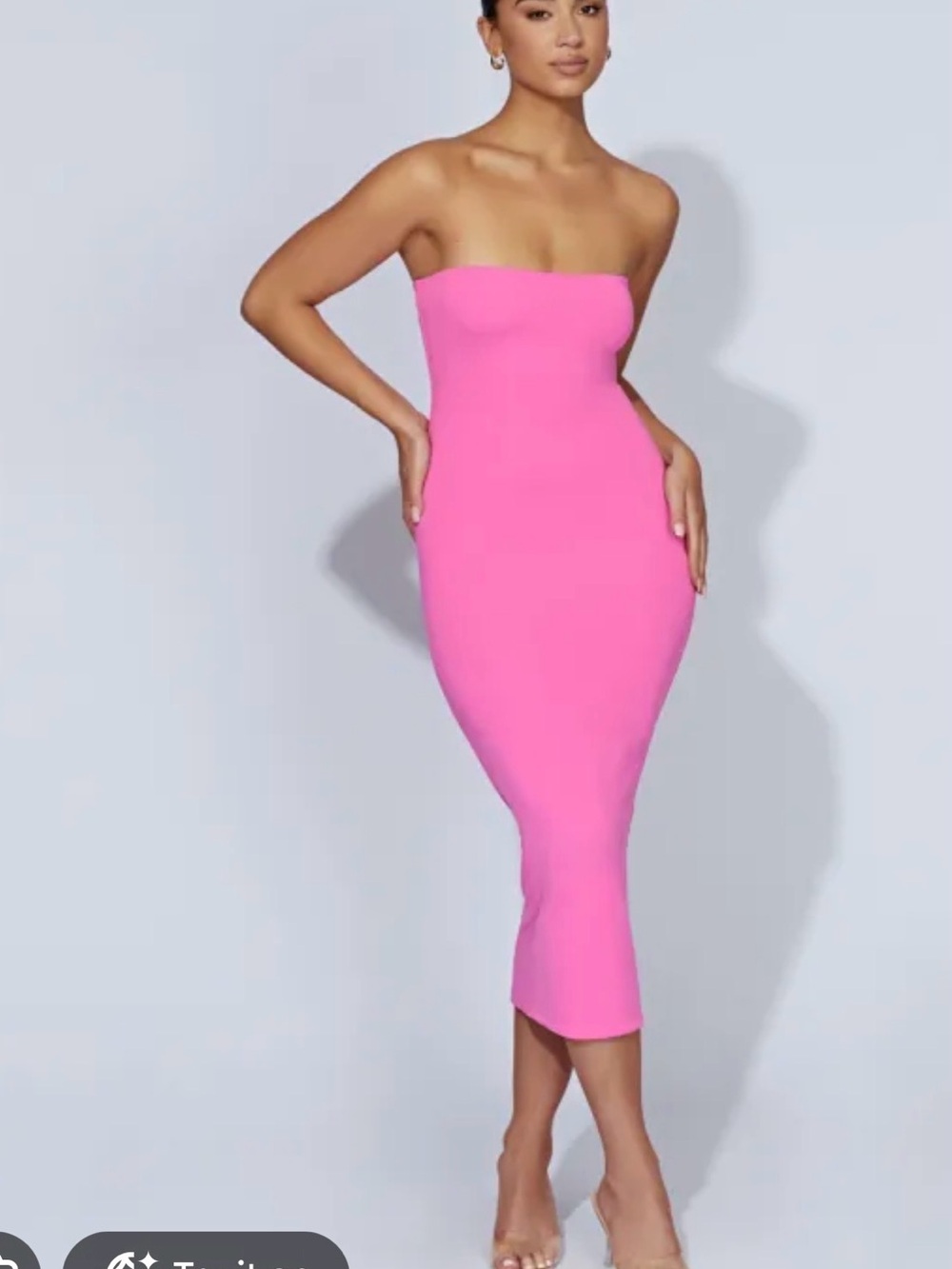 Meshki Cassidy Strapless Pink Bodycon Midi Dress